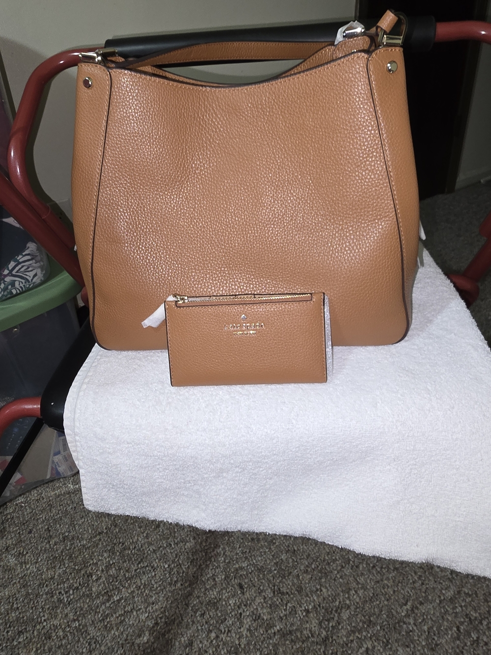 BNWT KATE SPADE Pebbled Leather Tote in WARM GINGER COLOR WITH MATCHING WALLET